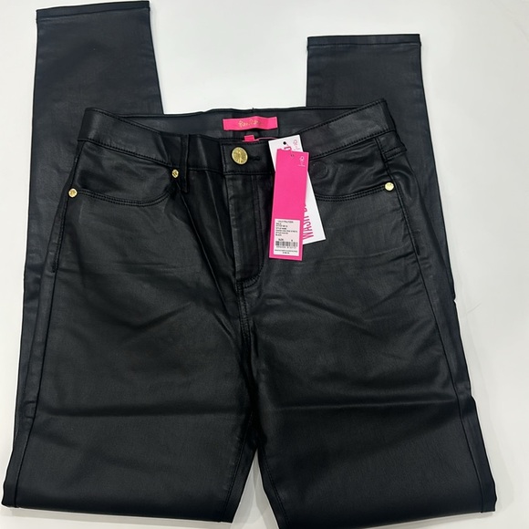 NWT Lilly Pulitzer Sz 6 Eagan High Rise Coated Jeans Black Item# AE - Picture 4 of 8
